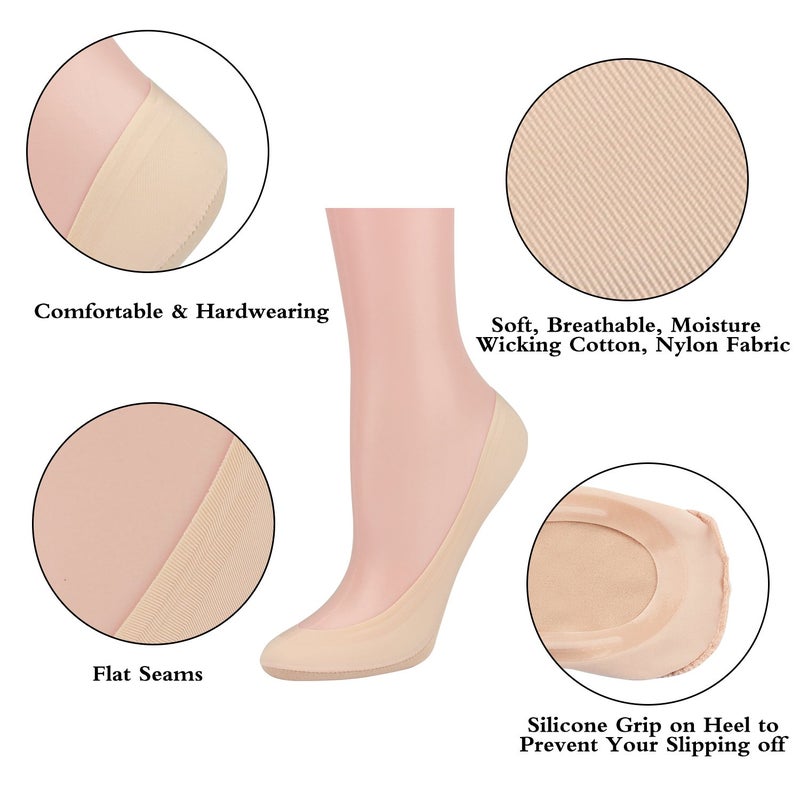 Double Couple 8 Pairs No Show Socks - Women's Low Cut, Non Slip, Thin Liner Socks (4 Black & 4 Nude) - Image 3
